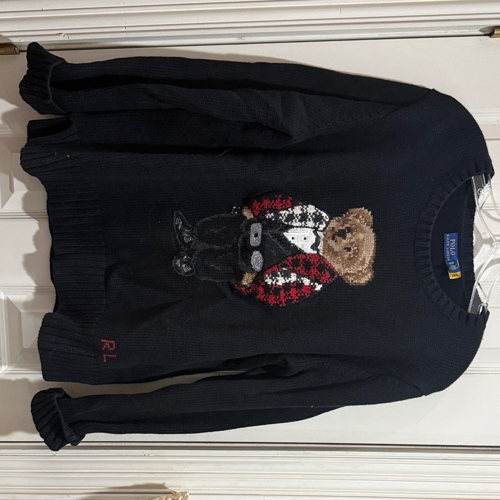 Polo by Ralph Lauren Black Sweater with Bear Motif